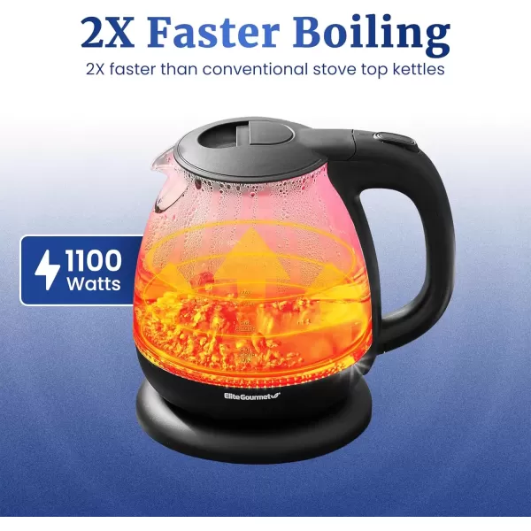 imageElite Gourmet EKT1203W 1350W Double Wall Insulated Cool Touch Electric Water Tea Kettle BPA Free Stainless Steel Interior and Auto ShutOffGlass