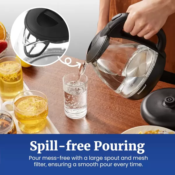 imageElite Gourmet EKT1203W 1350W Double Wall Insulated Cool Touch Electric Water Tea Kettle BPA Free Stainless Steel Interior and Auto ShutOffGlass