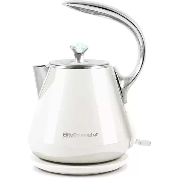 imageElite Gourmet EKT1203W 1350W Double Wall Insulated Cool Touch Electric Water Tea Kettle BPA Free Stainless Steel Interior and Auto ShutOffIvory