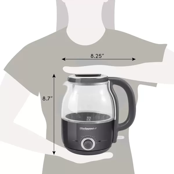 imageElite Gourmet EKT1220M 12L Electric BPAFree 1200W Glass Kettle Temperature Dial Keep Warm Function Cordless 360 Base Blue LED Interior Auto ShutOff Function  Quick Boil MintDark Gray