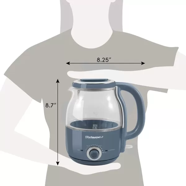 imageElite Gourmet EKT1220M 12L Electric BPAFree 1200W Glass Kettle Temperature Dial Keep Warm Function Cordless 360 Base Blue LED Interior Auto ShutOff Function  Quick Boil MintSlate Blue