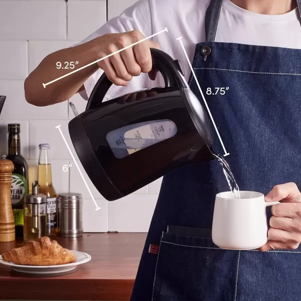 imageElite Gourmet EKT1271 Ultimate 17 Liter Electric Kettle  Stainless Steel Design ampamp Cordless 360 Base Stylish Blue LED Interior Handy Auto ShutOff Function  Quickly Boil Water For Tea ampamp MoreBlack
