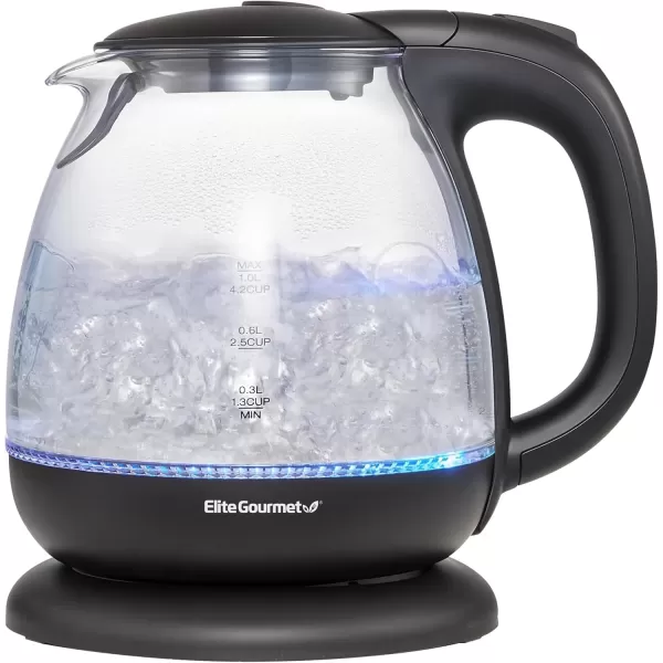 imageElite Gourmet EKT1271 Ultimate 17 Liter Electric Kettle  Stainless Steel Design ampamp Cordless 360 Base Stylish Blue LED Interior Handy Auto ShutOff Function  Quickly Boil Water For Tea ampamp MoreGlass