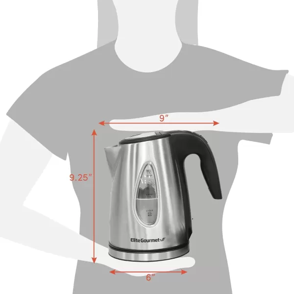 imageElite Gourmet EKT1271 Ultimate 17 Liter Electric Kettle  Stainless Steel Design ampamp Cordless 360 Base Stylish Blue LED Interior Handy Auto ShutOff Function  Quickly Boil Water For Tea ampamp MoreStainless Steel
