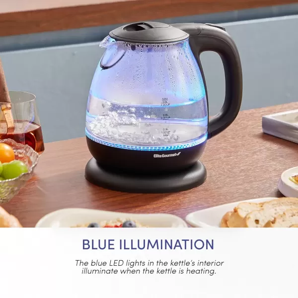 imageElite Gourmet EKT1271 Ultimate 17 Liter Electric Kettle  Stainless Steel Design ampamp Cordless 360 Base Stylish Blue LED Interior Handy Auto ShutOff Function  Quickly Boil Water For Tea ampamp MoreGlass