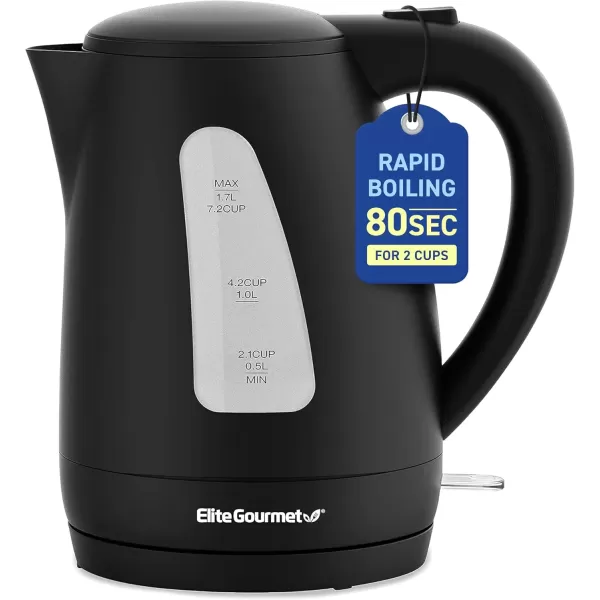 imageElite Gourmet EKT1271 Ultimate 17 Liter Electric Kettle  Stainless Steel Design ampamp Cordless 360 Base Stylish Blue LED Interior Handy Auto ShutOff Function  Quickly Boil Water For Tea ampamp MoreBlack