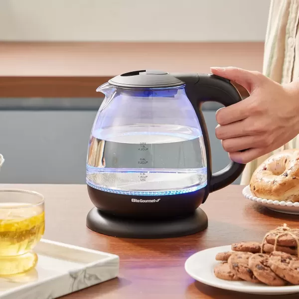 imageElite Gourmet EKT1271 Ultimate 17 Liter Electric Kettle  Stainless Steel Design ampamp Cordless 360 Base Stylish Blue LED Interior Handy Auto ShutOff Function  Quickly Boil Water For Tea ampamp MoreGlass