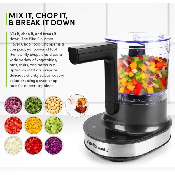 imageElite Gourmet EMC4423 MaxiMatic Patented Electric HoverChop Vegetable Food Prep Processor Chopper UpDown Chopping Motion Chop Grind Emulsify Puree Mince Touch Screen Keypad