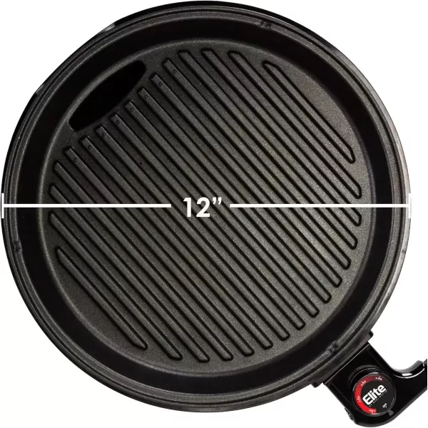 imageElite Gourmet EMG980B Smokeless Electric Tabletop Grill Nonstick 6Serving Dishwasher Safe Removable Grilling Plate Grill Indoor Tempered Glass Lid Adjustable Temperature 14quot Black12