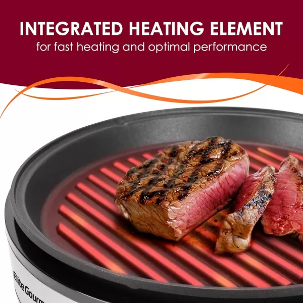 imageElite Gourmet EMG980B Smokeless Electric Tabletop Grill Nonstick 6Serving Dishwasher Safe Removable Grilling Plate Grill Indoor Tempered Glass Lid Adjustable Temperature 14quot Black12