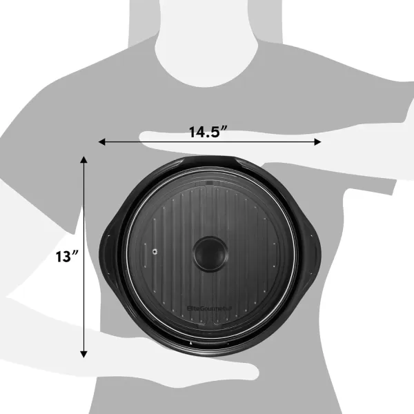 imageElite Gourmet EMG980B Smokeless Electric Tabletop Grill Nonstick 6Serving Dishwasher Safe Removable Grilling Plate Grill Indoor Tempered Glass Lid Adjustable Temperature 14quot Black11