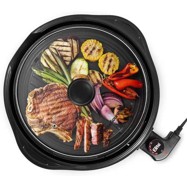 imageElite Gourmet EMG980B Smokeless Electric Tabletop Grill Nonstick 6Serving Dishwasher Safe Removable Grilling Plate Grill Indoor Tempered Glass Lid Adjustable Temperature 14quot Black11
