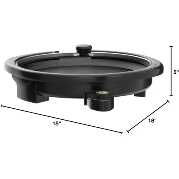 imageElite Gourmet EMG980BSC Large Indoor Electric Round Nonstick Grill Cool Touch Fast Heat Up Ideal LowFat Meals Easy to Clean Design Dishwasher Safe Includes Glass Lid 14quot Round B Black14 Round B