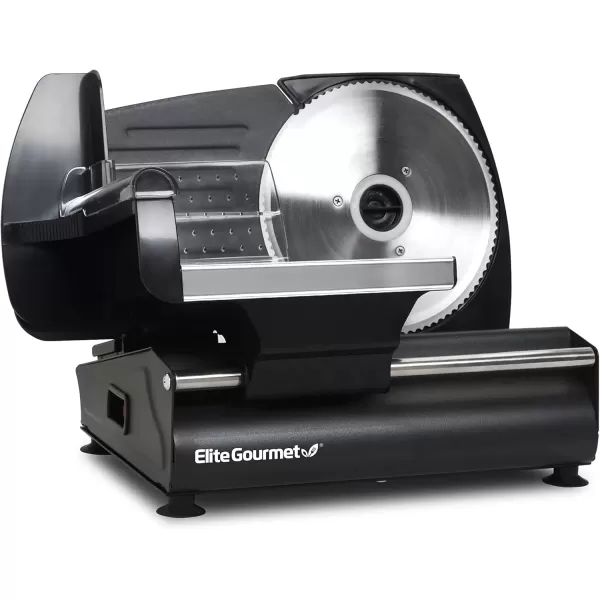 imageElite Gourmet EMT625B Ultimate Precision Electric Deli Food Meat Slicer Removable Stainless Steel Blade Adjustable Thickness Ideal for Cold Cuts Hard Cheese Vegetables ampamp Bread 75 BlackGraphite Black