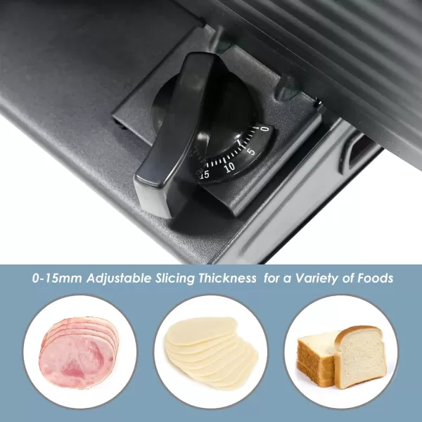 imageElite Gourmet EMT625B Ultimate Precision Electric Deli Food Meat Slicer Removable Stainless Steel Blade Adjustable Thickness Ideal for Cold Cuts Hard Cheese Vegetables ampamp Bread 75 BlackStainless Steel  Black