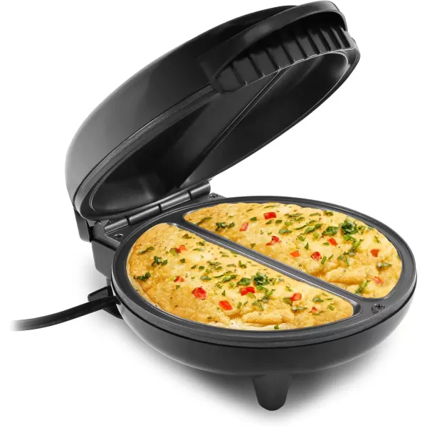 imageElite Gourmet EOM205 NonStick Omelet Frittata Snack Pocket Maker Dessert Maker 2 Individual 65quot Omelets Stainless Steel and BlackStainless Steel and Black