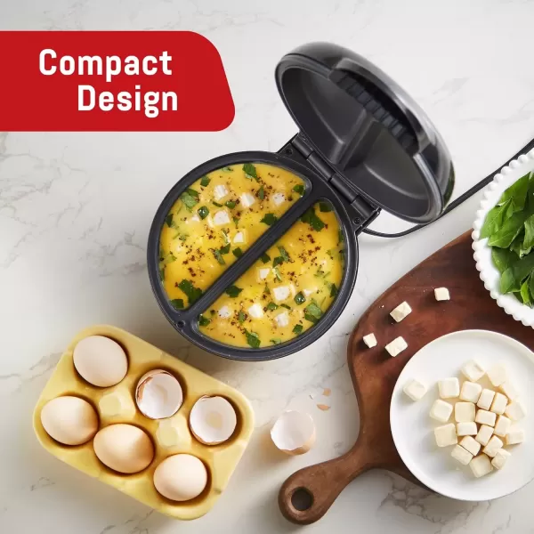 imageElite Gourmet EOM205 NonStick Omelet Frittata Snack Pocket Maker Dessert Maker 2 Individual 65quot Omelets Stainless Steel and BlackStainless Steel and Black