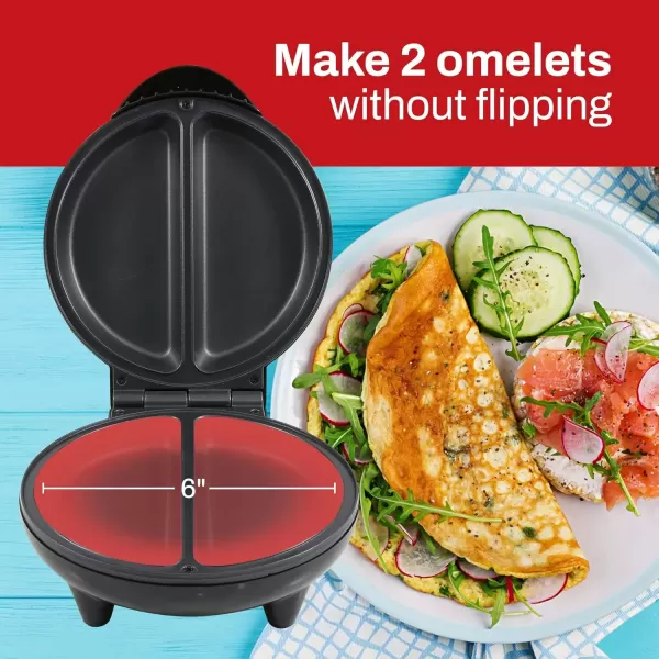 imageElite Gourmet EOM205 NonStick Omelet Frittata Snack Pocket Maker Dessert Maker 2 Individual 65quot Omelets Stainless Steel and BlackStainless Steel and Black