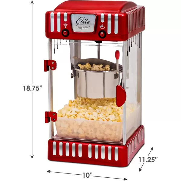 imageElite Gourmet EPM250 MaxiMatic 25 Ounce Classic Carnival Tabletop Kettle Popcorn Popper Machine RetroStyle Movie Hot Buttered Popcorn Red