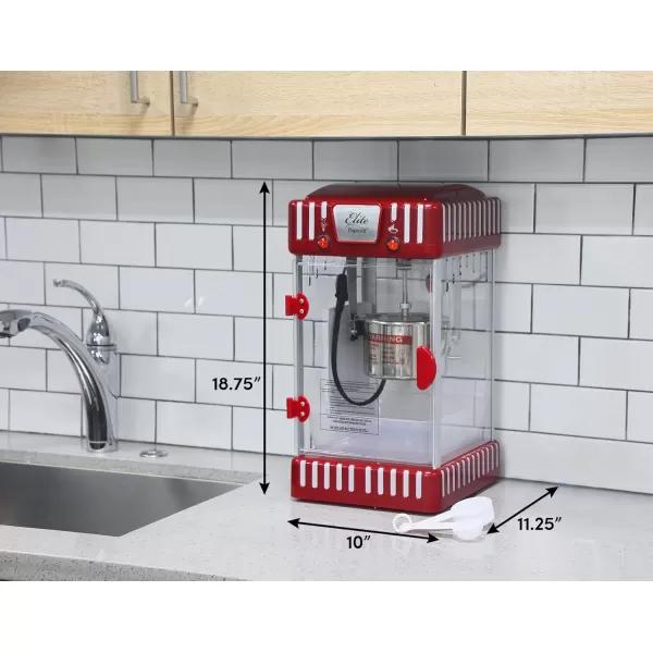 imageElite Gourmet EPM250 MaxiMatic 25 Ounce Classic Carnival Tabletop Kettle Popcorn Popper Machine RetroStyle Movie Hot Buttered Popcorn Red