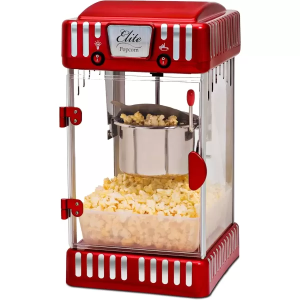 imageElite Gourmet EPM250 MaxiMatic 25 Ounce Classic Carnival Tabletop Kettle Popcorn Popper Machine RetroStyle Movie Hot Buttered Popcorn Red