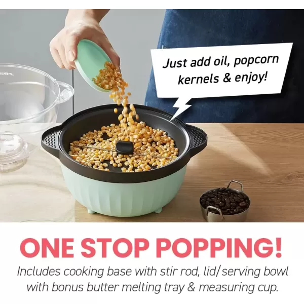 imageElite Gourmet EPM330R Automatic Stirring 12cup Popcorn Maker Popper Hot Oil Popcorn Machine wMeasuring Cap ampamp Builtin Reversible Serving Bowl Great for Home Party Kids Safety ETL Approved RedMint