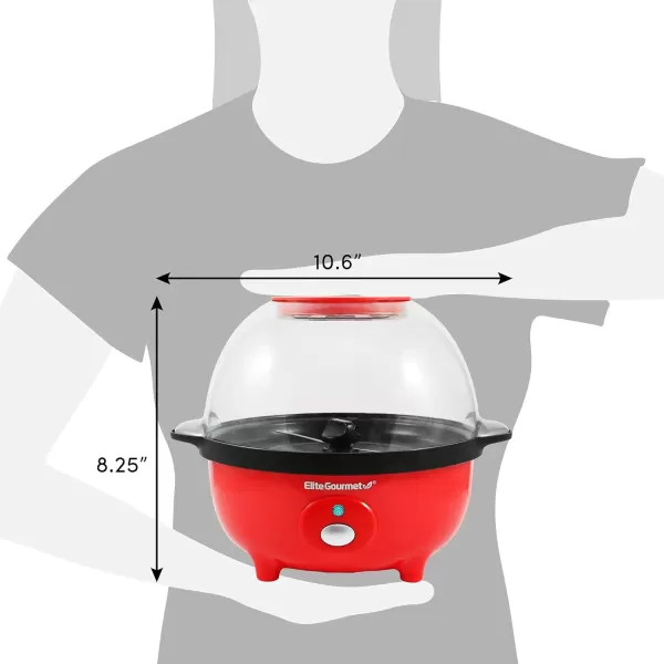 imageElite Gourmet EPM330R Automatic Stirring 12cup Popcorn Maker Popper Hot Oil Popcorn Machine wMeasuring Cap ampamp Builtin Reversible Serving Bowl Great for Home Party Kids Safety ETL Approved RedRed