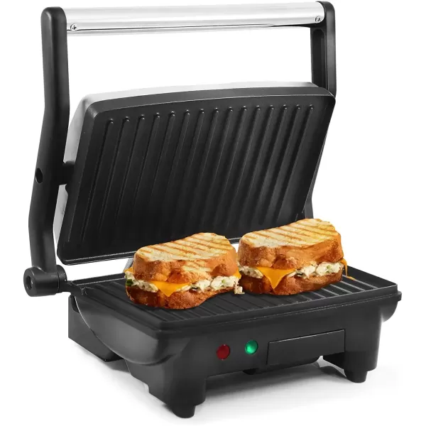 imageElite Gourmet EPN2976 2in1 Nonstick Panini Press ampamp Indoor Grill Opens 180Degree Gourmet Sandwich Maker Floating Hinge Fits All Foods Contact Grill with Removable Grease Tray Stainless Steel105 x 9