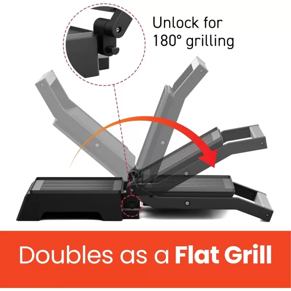 imageElite Gourmet EPN2976 2in1 Nonstick Panini Press ampamp Indoor Grill Opens 180Degree Gourmet Sandwich Maker Floating Hinge Fits All Foods Contact Grill with Removable Grease Tray Stainless Steel55 x 53