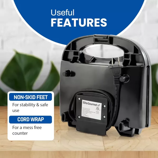 imageElite Gourmet EPN2976 2in1 Nonstick Panini Press ampamp Indoor Grill Opens 180Degree Gourmet Sandwich Maker Floating Hinge Fits All Foods Contact Grill with Removable Grease TrayBlack