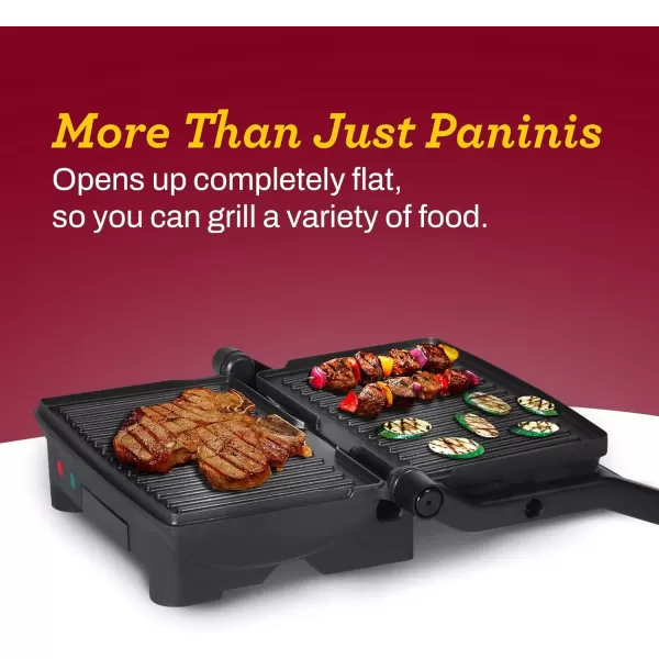 imageElite Gourmet EPN2976 2in1 Nonstick Panini Press ampamp Indoor Grill Opens 180Degree Gourmet Sandwich Maker Floating Hinge Fits All Foods Contact Grill with Removable Grease TrayStainless Steel