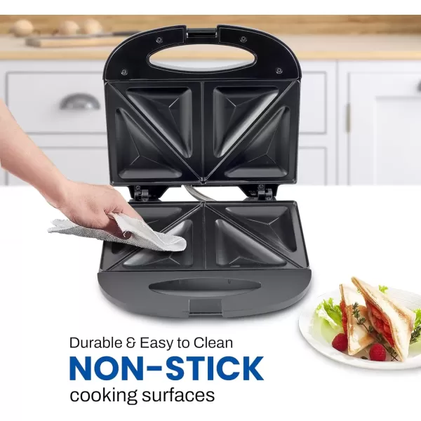 imageElite Gourmet EPN2976 2in1 Nonstick Panini Press ampamp Indoor Grill Opens 180Degree Gourmet Sandwich Maker Floating Hinge Fits All Foods Contact Grill with Removable Grease TrayBlack