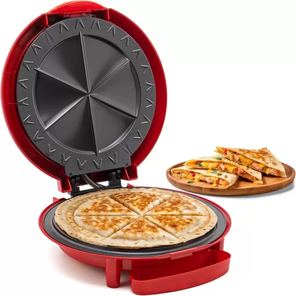 imageElite Gourmet EQD118 Electric NonStick 11quot Quesadilla Maker EasySlice 6Wedge Grilled Cheese Corn Flour Tortilla Snacks Red11 