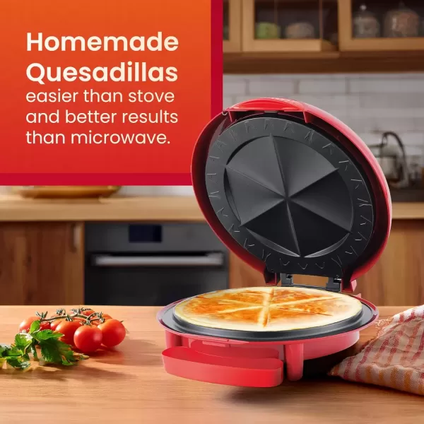 imageElite Gourmet EQD118 Electric NonStick 11quot Quesadilla Maker EasySlice 6Wedge Grilled Cheese Corn Flour Tortilla Snacks Red11 