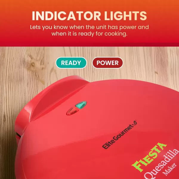 imageElite Gourmet EQD118 Electric NonStick 11quot Quesadilla Maker EasySlice 6Wedge Grilled Cheese Corn Flour Tortilla Snacks Red11 
