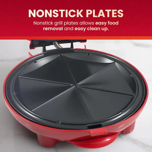 imageElite Gourmet EQD118 Electric NonStick 11quot Quesadilla Maker EasySlice 6Wedge Grilled Cheese Corn Flour Tortilla Snacks Red8