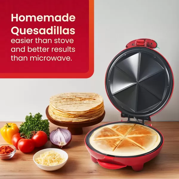 imageElite Gourmet EQD118 Electric NonStick 11quot Quesadilla Maker EasySlice 6Wedge Grilled Cheese Corn Flour Tortilla Snacks Red8