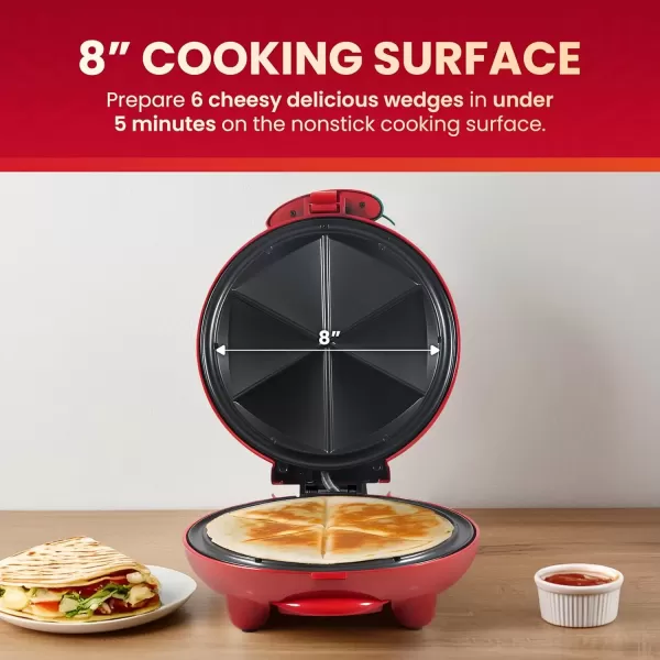 imageElite Gourmet EQD118 Electric NonStick 11quot Quesadilla Maker EasySlice 6Wedge Grilled Cheese Corn Flour Tortilla Snacks Red8