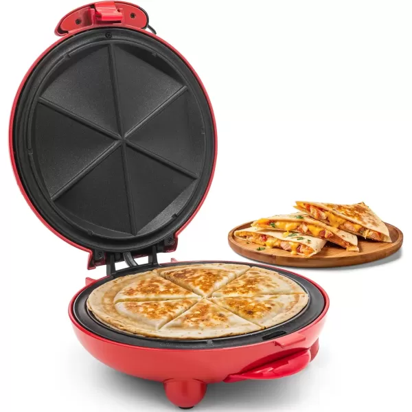 imageElite Gourmet EQD118 Electric NonStick 11quot Quesadilla Maker EasySlice 6Wedge Grilled Cheese Corn Flour Tortilla Snacks Red8