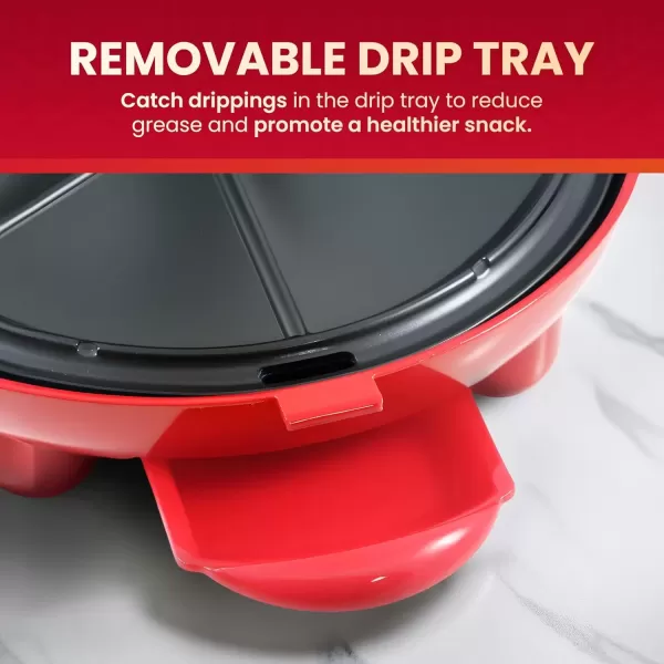 imageElite Gourmet EQD118 Electric NonStick 11quot Quesadilla Maker EasySlice 6Wedge Grilled Cheese Corn Flour Tortilla Snacks Red8