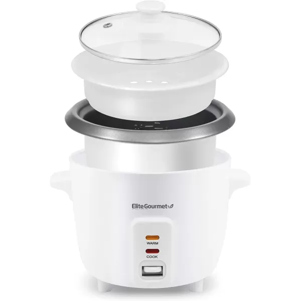 imageElite Gourmet ERC006SS 6Cup Electric Rice Cooker with 304 Surgical Grade Stainless Steel Inner Pot Makes Soups Stews Porridges Grains and Cereals 6 cup 3 cups uncooked BlackWhite