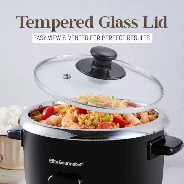 imageElite Gourmet ERC006SS 6Cup Electric Rice Cooker with 304 Surgical Grade Stainless Steel Inner Pot Makes Soups Stews Porridges Grains and Cereals 6 cup 3 cups uncooked BlackBlack