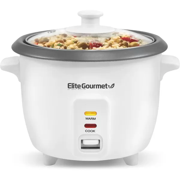 imageElite Gourmet ERC006SS 6Cup Electric Rice Cooker with 304 Surgical Grade Stainless Steel Inner Pot Makes Soups Stews Porridges Grains and Cereals 6 cup 3 cups uncooked BlackWhite