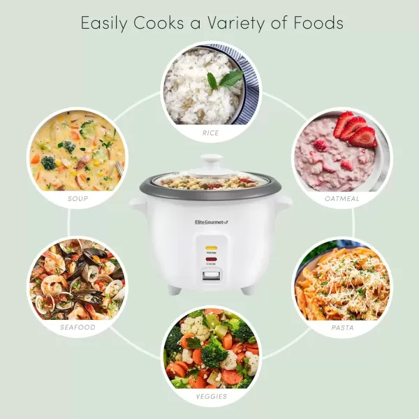 imageElite Gourmet ERC006SS 6Cup Electric Rice Cooker with 304 Surgical Grade Stainless Steel Inner Pot Makes Soups Stews Porridges Grains and Cereals 6 cup 3 cups uncooked BlackWhite