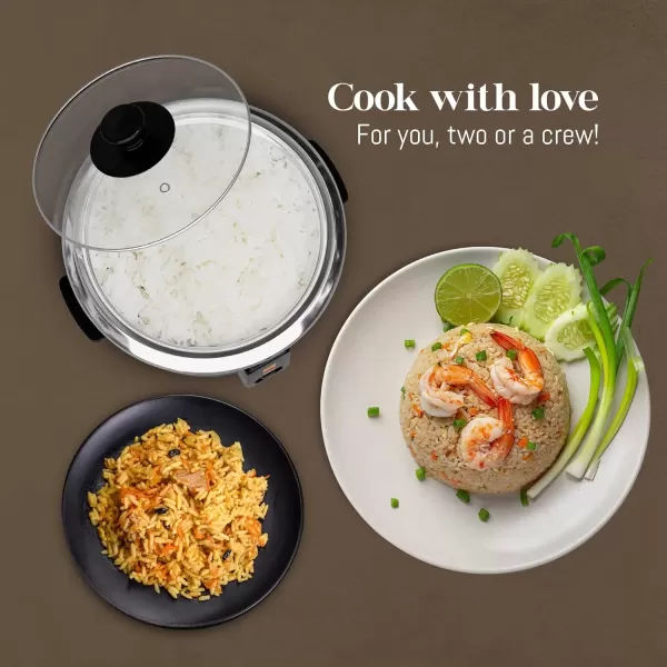 imageElite Gourmet ERC006SS 6Cup Electric Rice Cooker with 304 Surgical Grade Stainless Steel Inner Pot Makes Soups Stews Porridges Grains and Cereals 6 cup 3 cups uncooked BlackBlack
