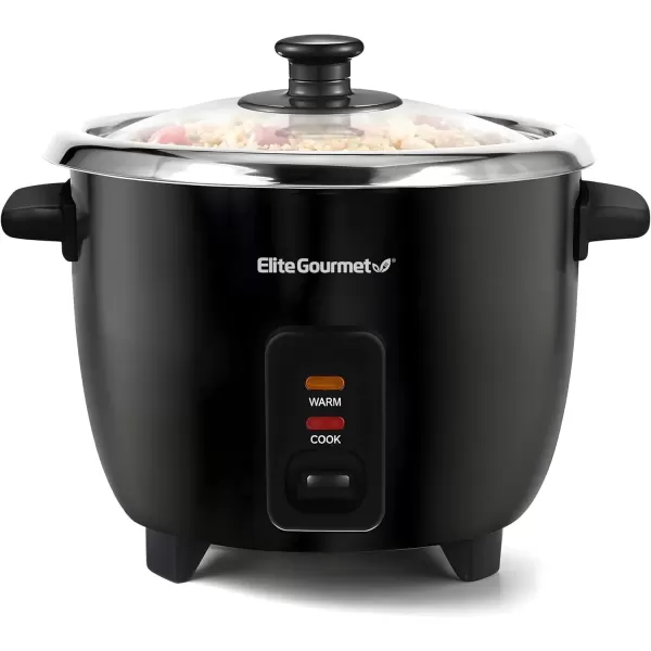 imageElite Gourmet ERC006SS 6Cup Electric Rice Cooker with 304 Surgical Grade Stainless Steel Inner Pot Makes Soups Stews Porridges Grains and Cereals 6 cup 3 cups uncooked BlackBlack