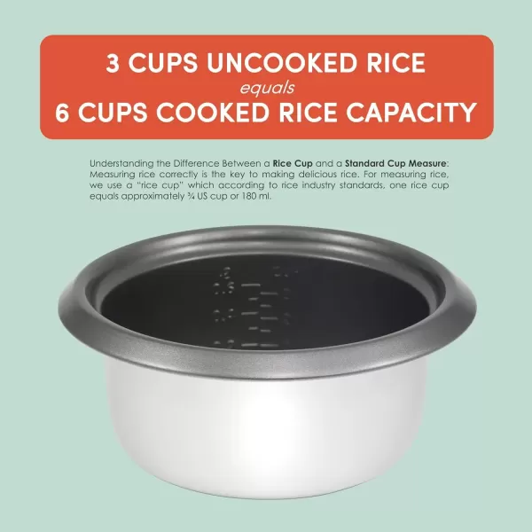 imageElite Gourmet ERC006SS 6Cup Electric Rice Cooker with 304 Surgical Grade Stainless Steel Inner Pot Makes Soups Stews Porridges Grains and Cereals 6 cup 3 cups uncooked BlackWhite
