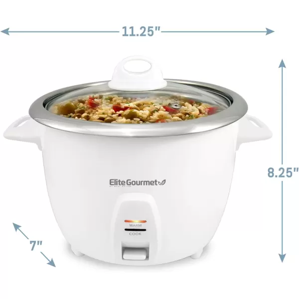 imageElite Gourmet ERC2010 Electric Rice Cooker with Stainless Steel Inner Pot Makes Soups Stews Grains Cereals Keep Warm Feature 10 Cups Cooked White