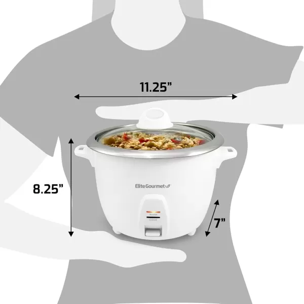 imageElite Gourmet ERC2010 Electric Rice Cooker with Stainless Steel Inner Pot Makes Soups Stews Grains Cereals Keep Warm Feature 10 Cups Cooked White