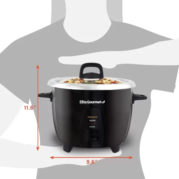imageElite Gourmet ERC2010B Electric Rice Cooker with Stainless Steel Inner Pot Makes Soups Stews Porridges Grains and Cereals 10 cups cooked 5 Cups uncooked BlackBlack